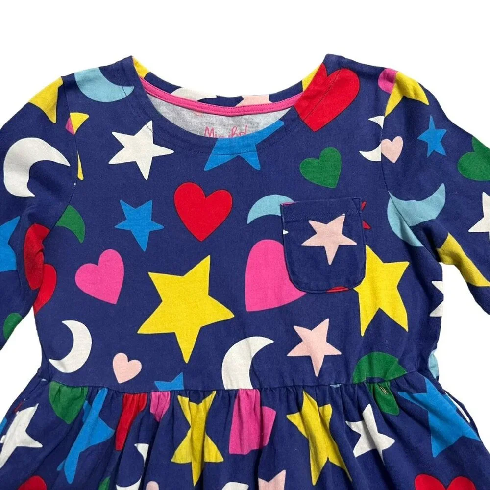 Mini Boden 7-8Y Moon Heart Star Print Dress